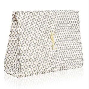 YVES SAINT LAURENT Beaute white and gold clutch cosmetic bag-Holiday Edition